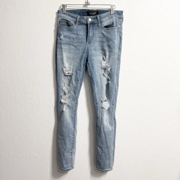 Judy Blue Denim - Judy Blue Denim Jeans 28 Skinny Distressed Light Wash Stretch Holes Faded